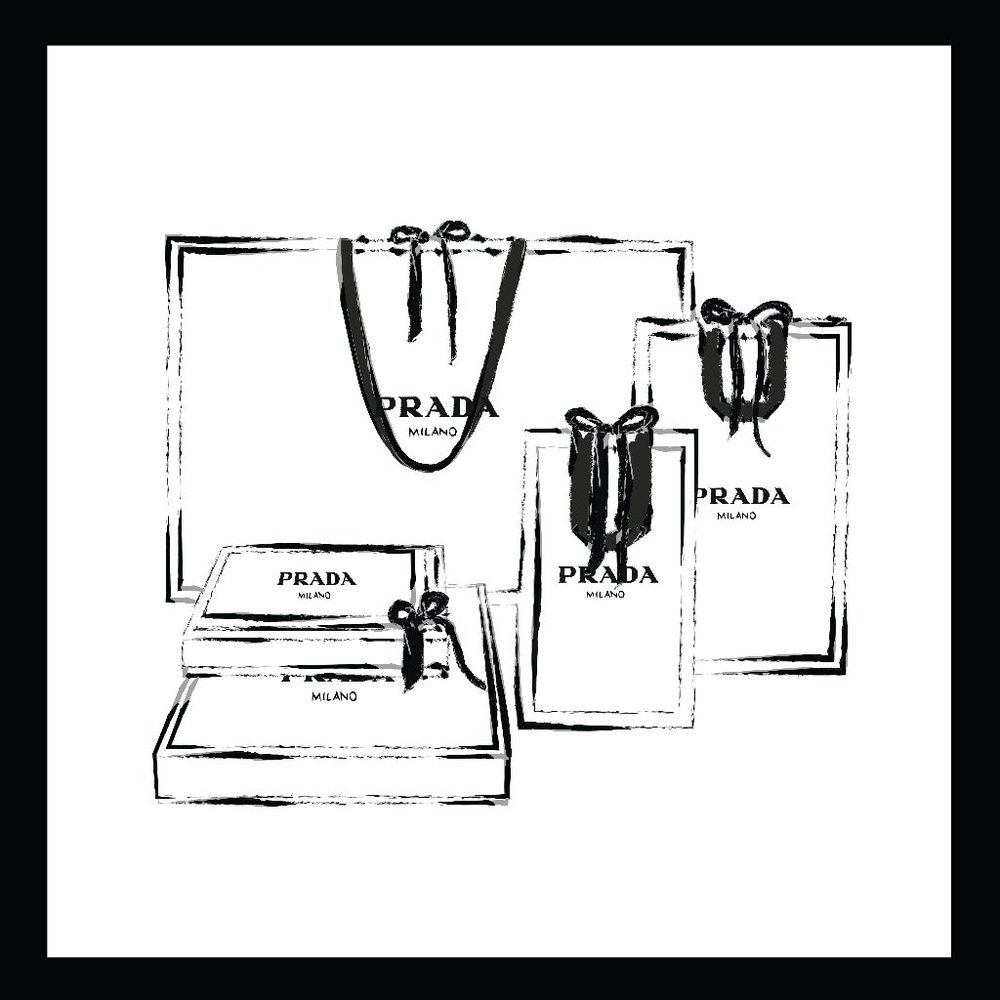 Shopping Spree original fashion art. Fan art fashion print in custom frame Prada